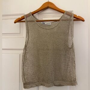 Zara Metallic Gold Sleeveless Top
